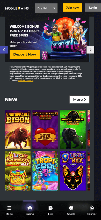 Mobile Wins Casino Mobile screenshot